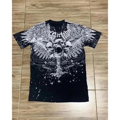Harajuku Tops Affliction Vintage T-shirt Men Skull Holy Writ Letter 3D Printing Tee Gothic Clothes Fashion Women Clothing