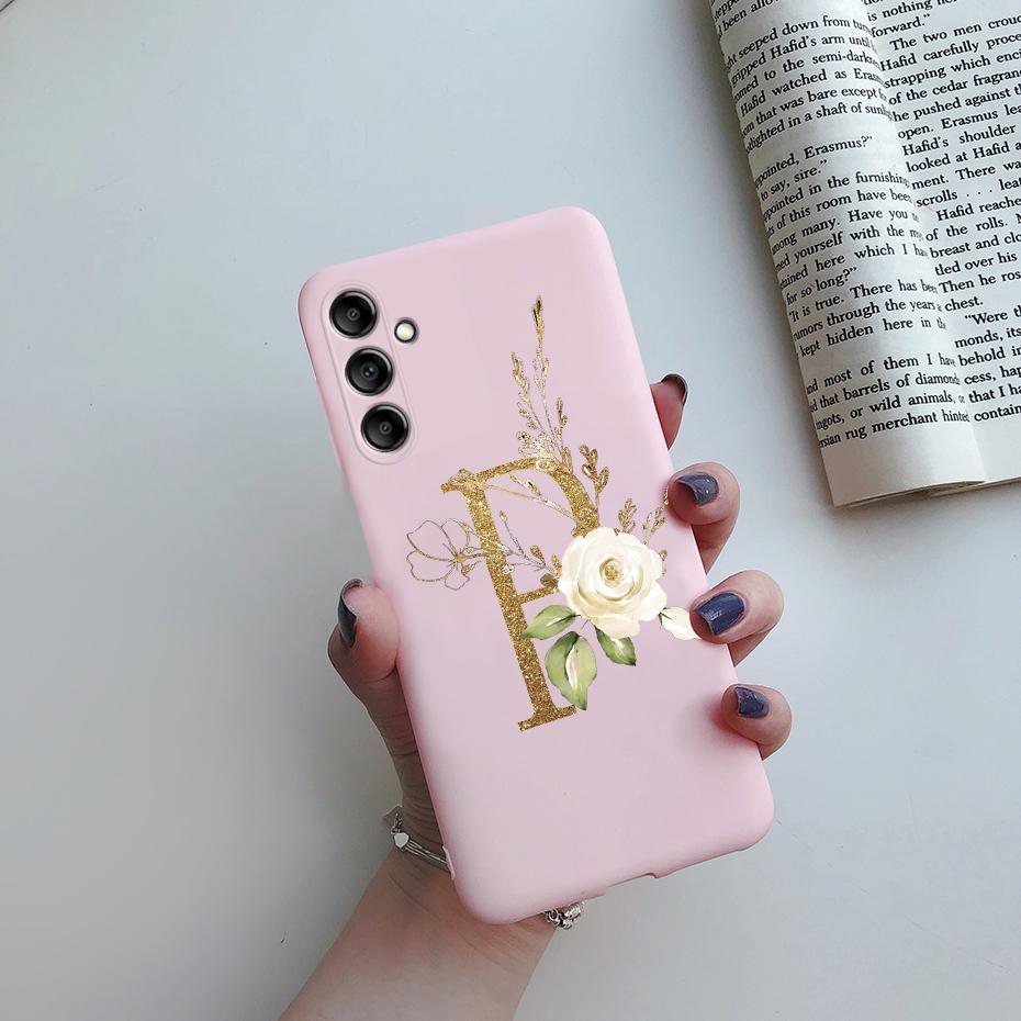 For Samsung Galaxy A24 4G Fashion Case Pink Black Matte Silicone Letters Phone Case For Samsung A24 A 24 4G SM-A245F Back Cover