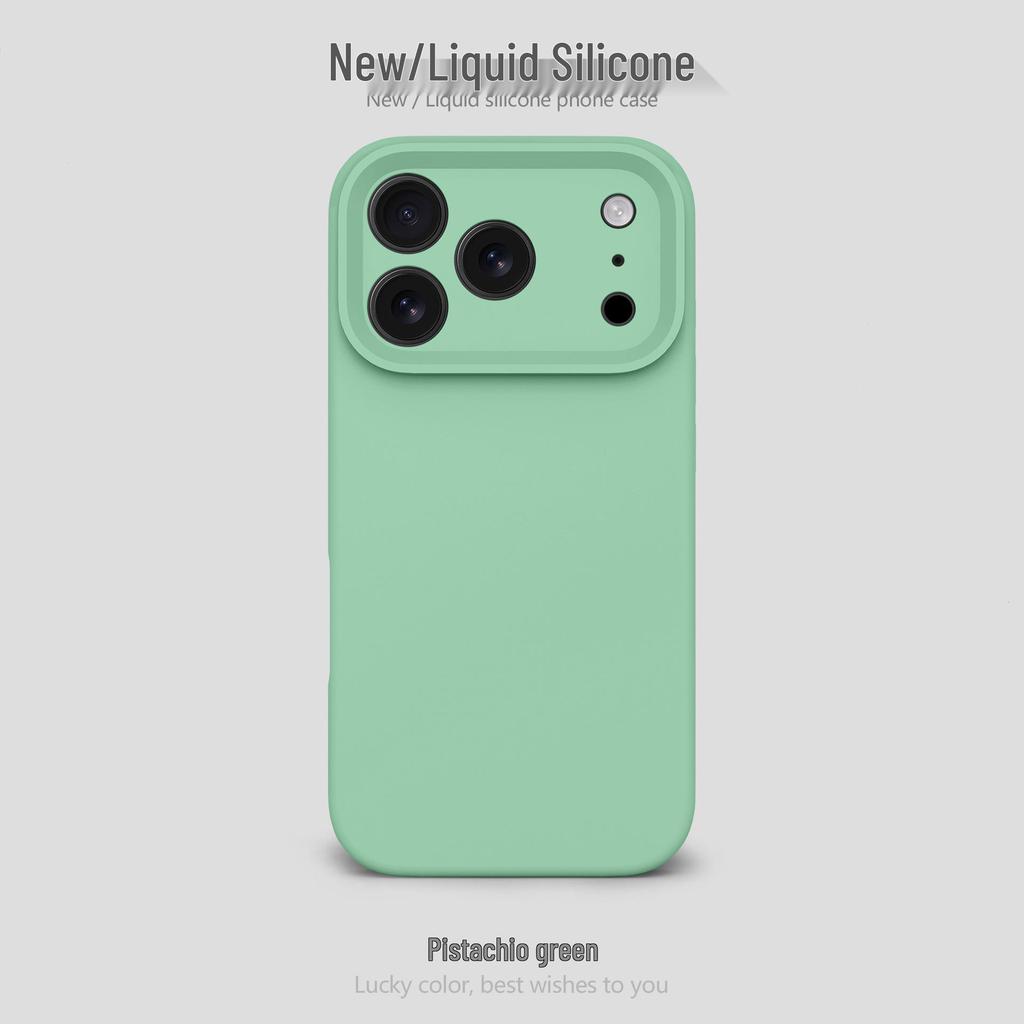 Liquid Silicone Airbag Drop-Proof Phone Case for Apple 17Promax - Solid Color, Fine Hole Design for Women