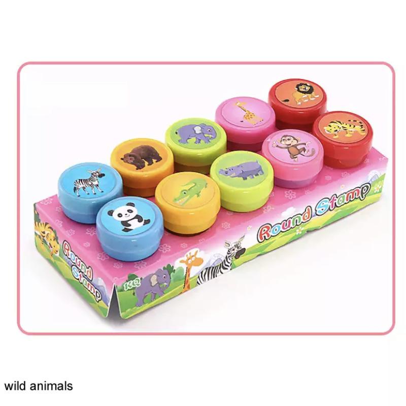 10pcs/Set Children Toy Stamps Cartoon Animals Fruits Kids Seal For Scrapbooking Stamper DIY Scrapbook Cartoon Stamper Toys