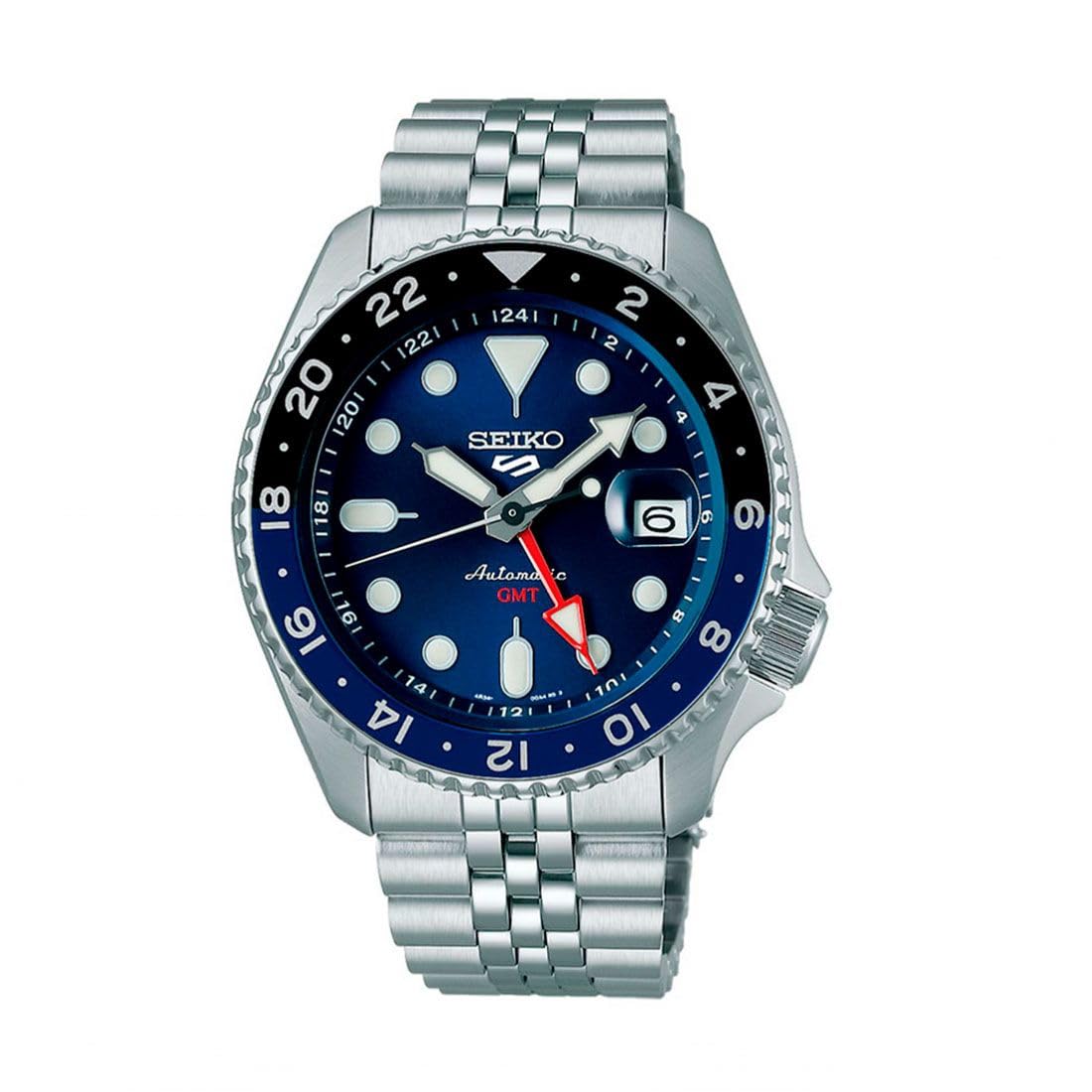 

Seiko 5 Sports SSK GMT Black Dial Automatic Watch Bracelet Men s SSK001K1, Blue синій