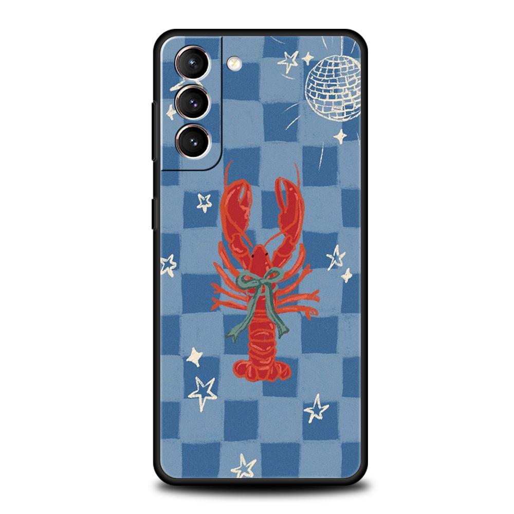 Phone Case Cover for Samsung Galaxy S25 Edge S24 S23 S22 S20 S21 FE Ultra S10 S10E Plus Soft TPU Marine Life, Crabs, Lobsters