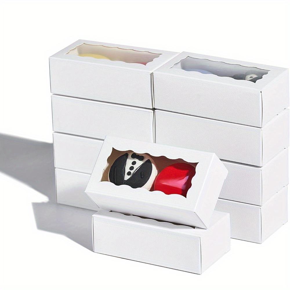 25pcs Gift Packing Box Mini Cookie Boxes with Clear Window White Kraft Paper Gift Boxes Bakery Boxes for 2 Macaron Treats Pastry
