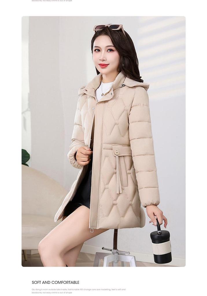 Women's Mid-Length Hooded Down Jacket - 2025 Autumn/Winter Slim Fit