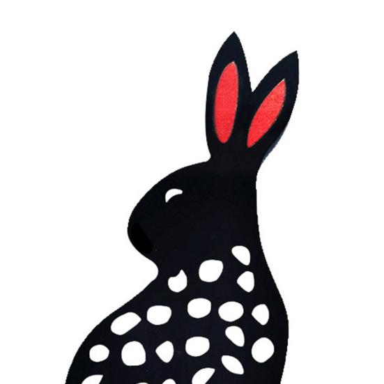 Paletto da Giardino Forma Coniglio Nero Realistico Acrilico Decorativo da Giardino per Cortile