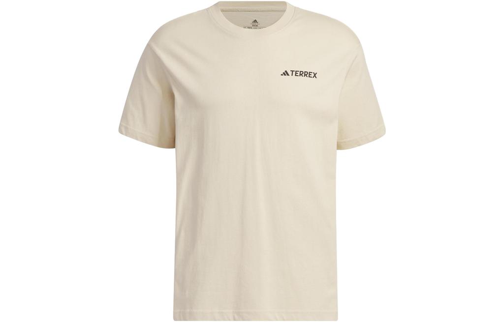 adidas T Shirts Unisex Khaki Crew Neck Moderate Straight Fit IB8694