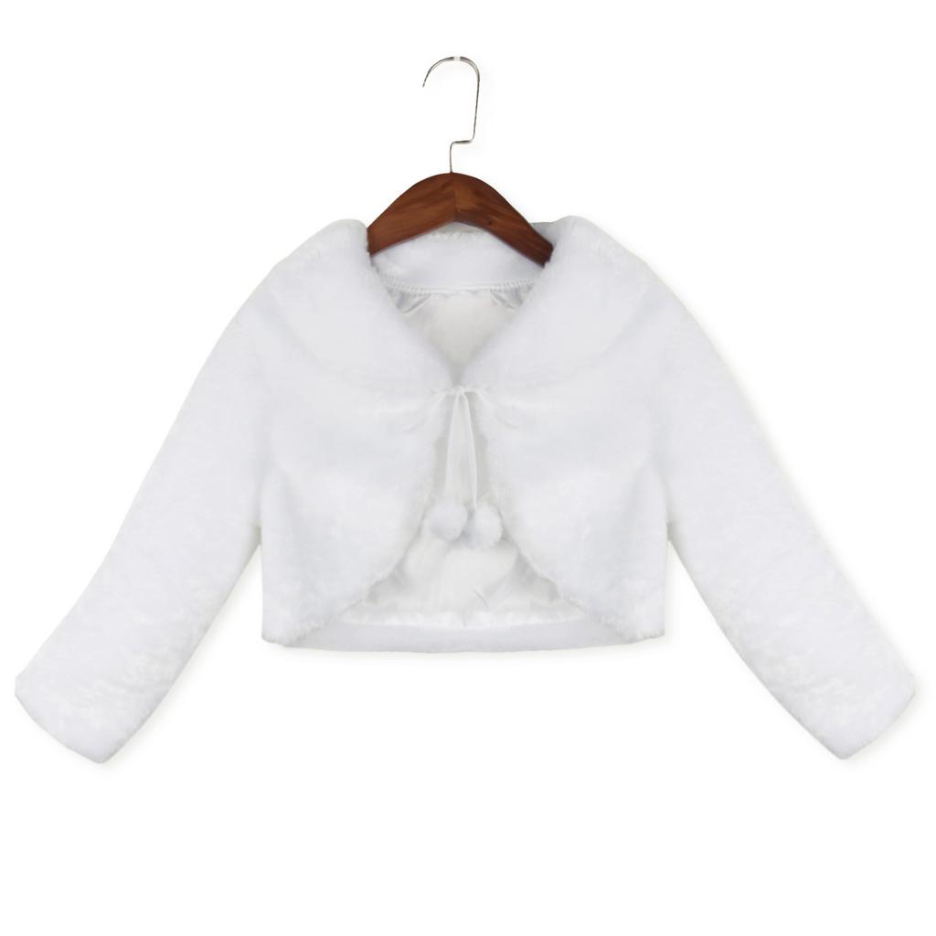 Girls Kids Baby Faux Fur Long Sleeve Coat Wedding Bridesmaid Jacket Outerwear