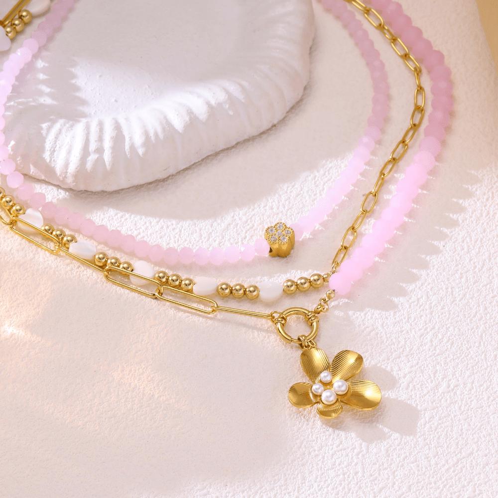 Multi-layered Necklaces, Flower Pendants, Love Collarbone Chains, Fashion Trend Women's Necklaces