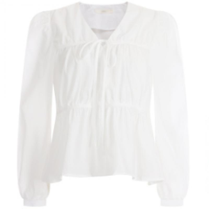 Shop   Women Puff Ruffle Tie Blouse Black Ean Wbl 12088