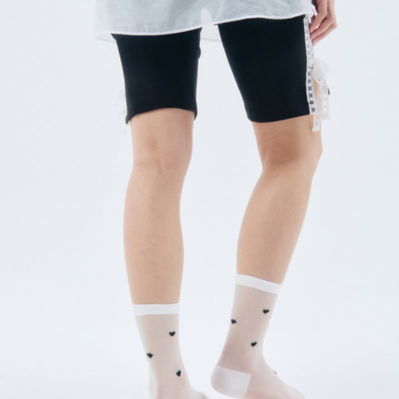 i hate monday [IHM25SU0408] See-through heart socks white