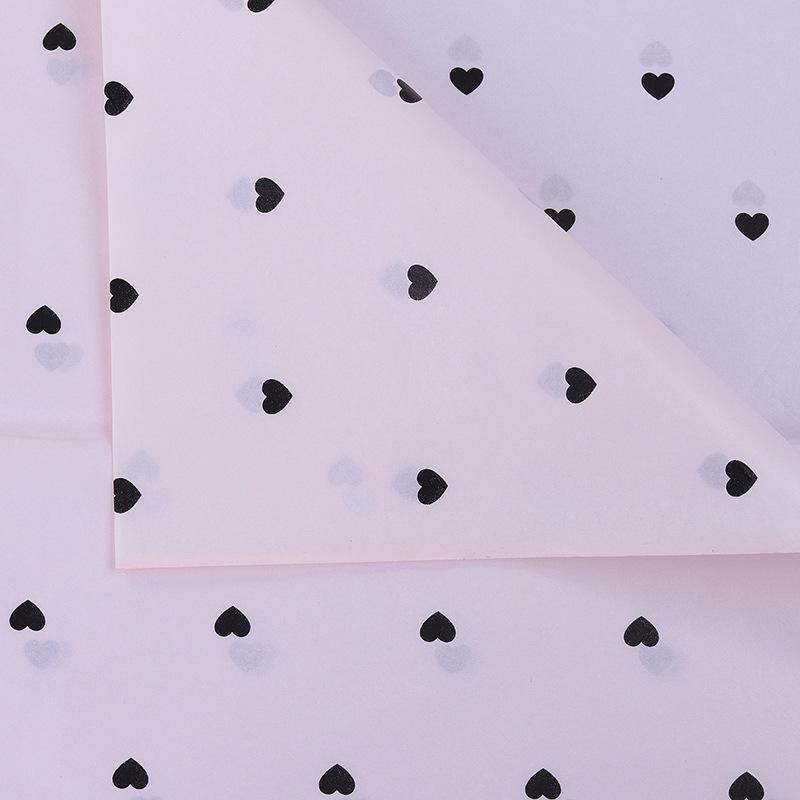Peach Heart Polka Dot Floral Wrapping Paper - 10 Sheets