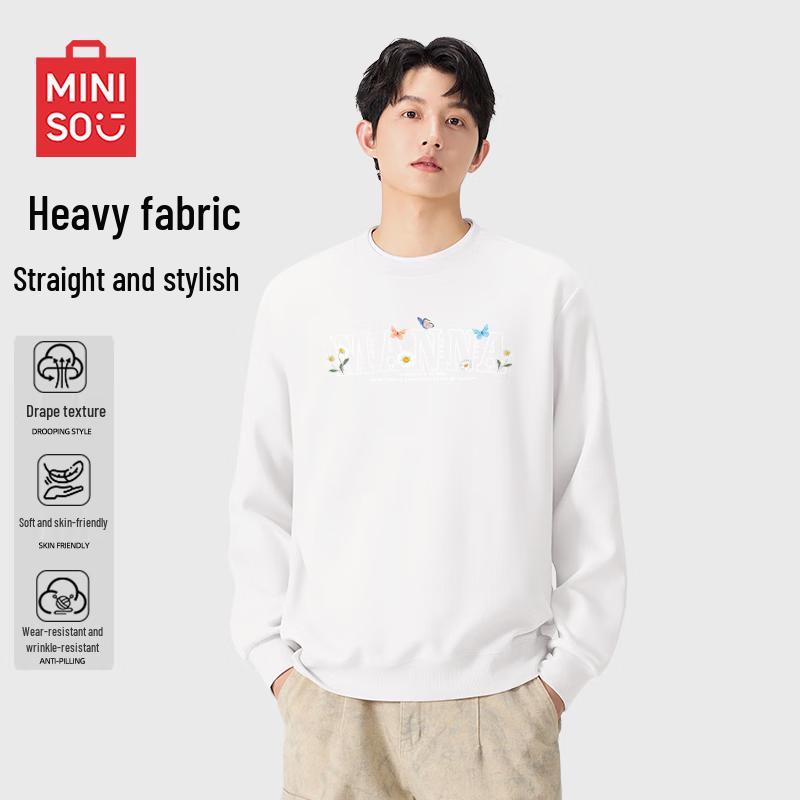 MINISO Men's Relaxed Fit Letter Print Sweatshirt