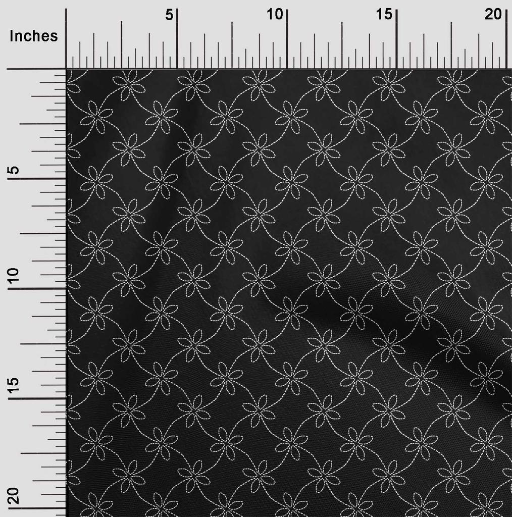oneOone Cotton Flex Fabric Artistic Floral Sashiko Print Sewing Fabric BTY 40 Inch