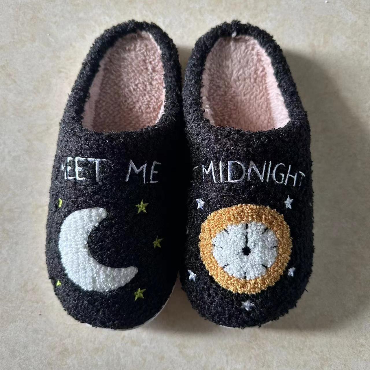 

Новые зимние хлопковые тапочки для мужчин и женщин, пары, домашние лунные часы, теплые домашние тапочки из хлопка 43-44 чёрный