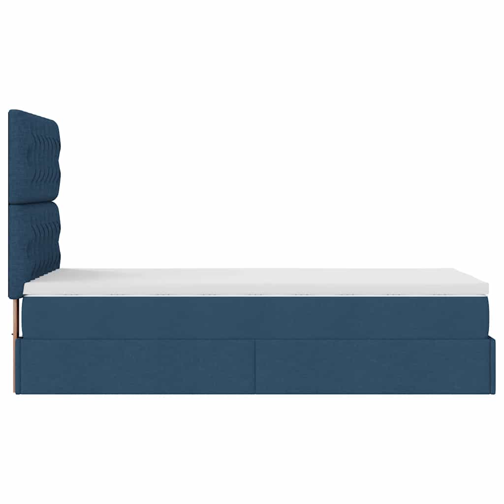 Ottoman Bed with Mattress Blue 80x200 Cm Fabric