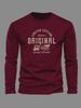 Maglietta a maniche lunghe da uomo, girocollo, larga e alla moda, con stampa di lettere, per autunno e inverno, casual, versatile