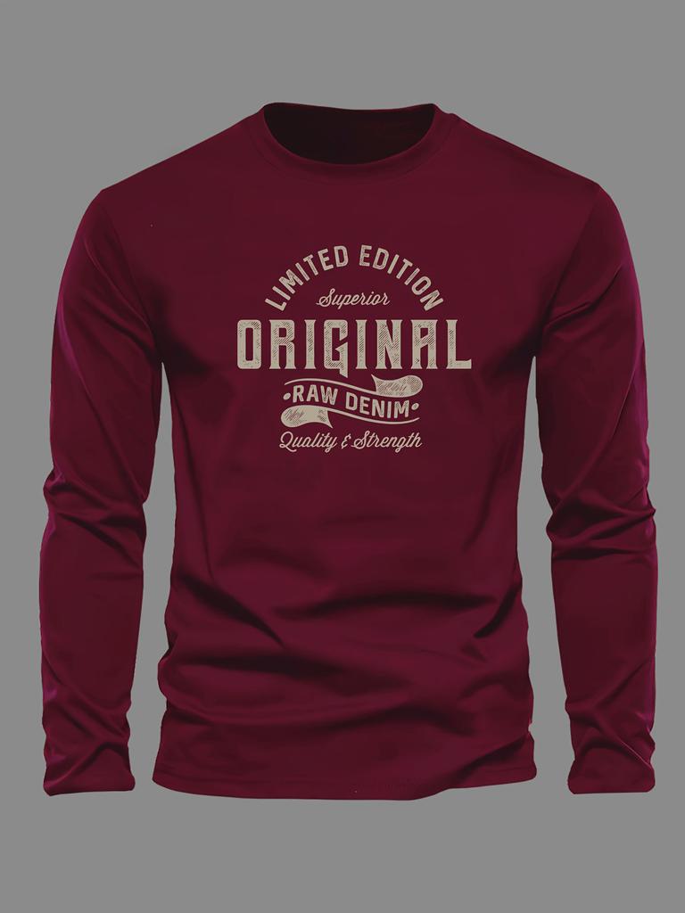 Maglietta a maniche lunghe da uomo, girocollo, larga e alla moda, con stampa di lettere, per autunno e inverno, casual, versatile