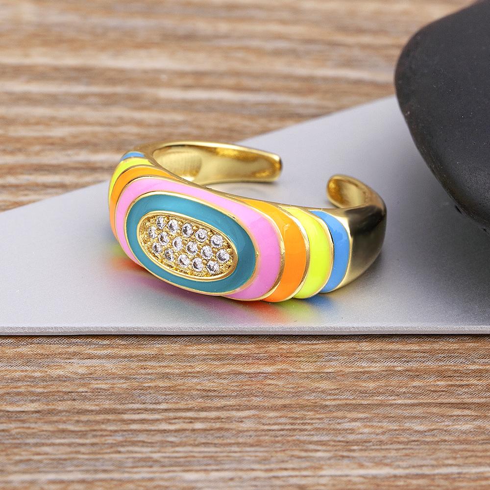 Nidin New Fashion Bohemia Colorful Eternity Band Ring for Women Engagement Wedding Rainbow Color Classic Finger Rings Jewelry