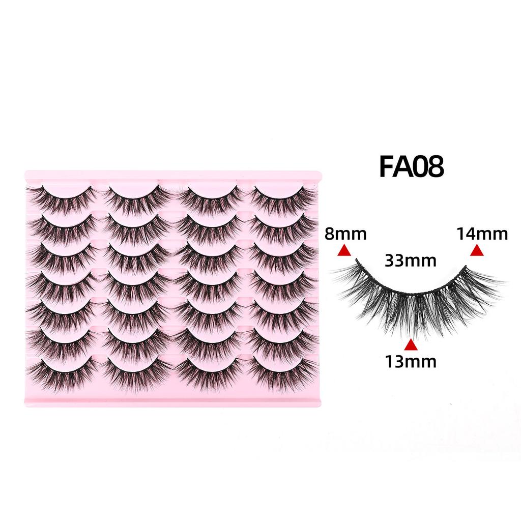 Cross-border European and American Style Flared Lashes, 14 Pairs of Thick, Curled, Naturally Three-dimensional One-piece Lashes