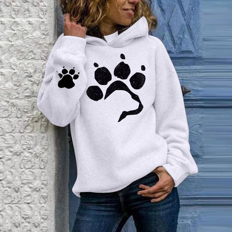 Bear Claw Print Long Sleeve Hoodie Bear Claw Print Long Sleeves Women's Hoodie