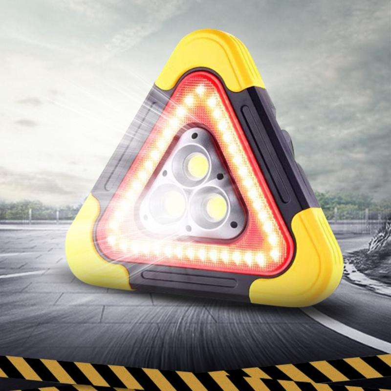 Collapsible Emergency Light Up Triangular Signal Hazard Indicator For Vehicle Safety In Night And Bad Weather Conditions
