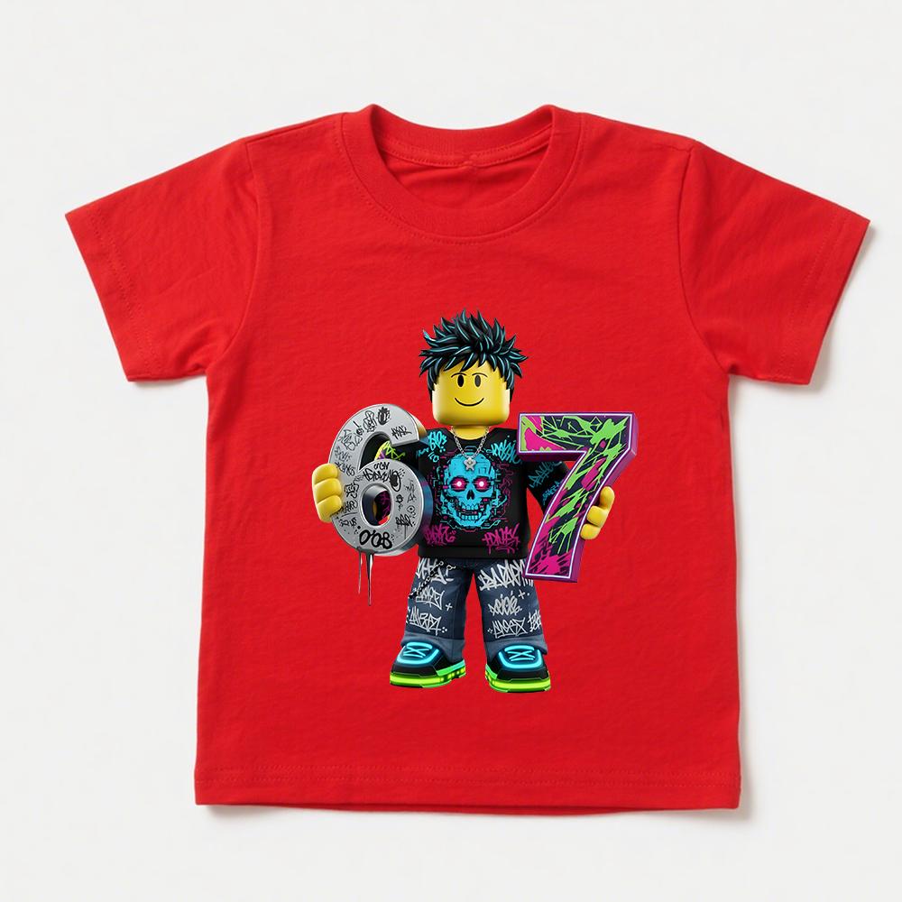 New Roblox Game 67 Print Cotton T Shirt Boys Girls Short Sleeve Kids Casual Tee Summer Soft Children Casual Top 100