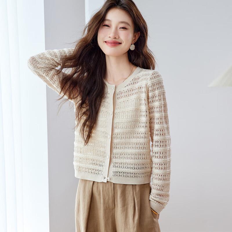 

Srcr Women s Wool Blend Hollow Knit Short Cardigan L