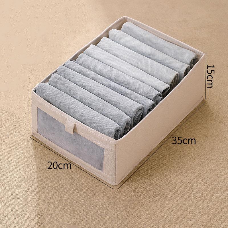 

Видимые органайзеры для хранения в гардеробе, ящик для шкафа, коробка для хранения одежды для футболок, джинсов, нижнего белья, брюк, органайзер-бокс M бежевый