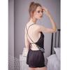 Ice silk suspender sex pajamas set women's summer flirting sexy lace loungewear two-piece set