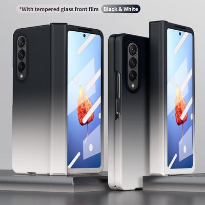 Colorful Matte Folding Protective Case For Samsung Galaxy Z Fold 4 5g Fold4 Fold 3 2 Fold3 Fold2 Tempered Glass Protector Film