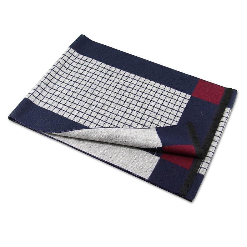 Chessboard plaid scarf, winter warm thickened men's wool scarf blended shuttle jacquard brushed scarf men's