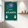 Vintage Interstate 75 South Atlanta Weathered Metal Sign Retro Highway Shield Tin Sign for Man Cave Bar Home Wall Decor 8x12 Inc