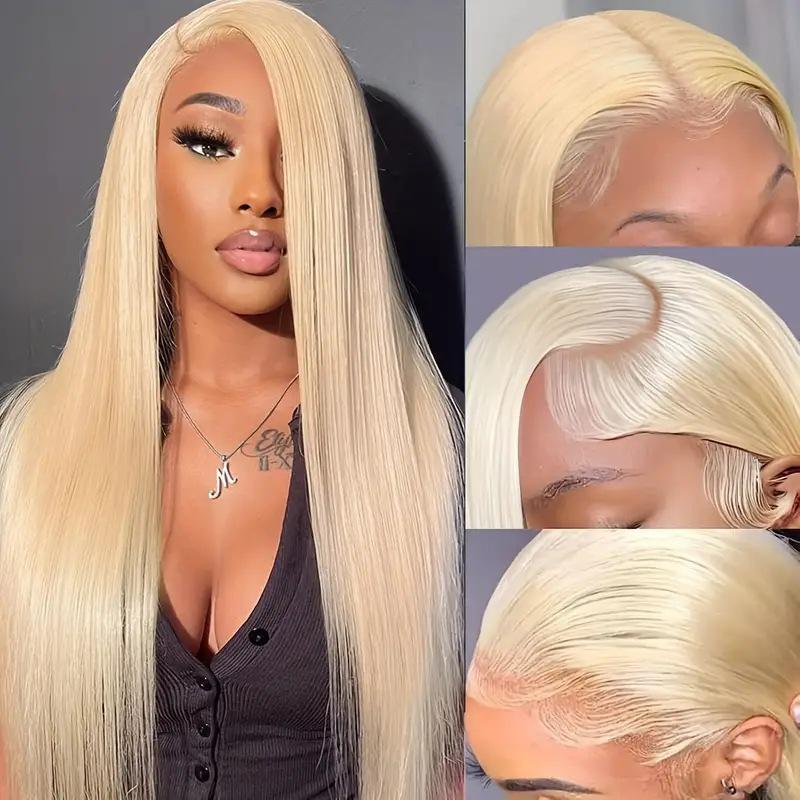 

European and American Fashion Straight Orange Lace Front Wig 13*4 Middle Part