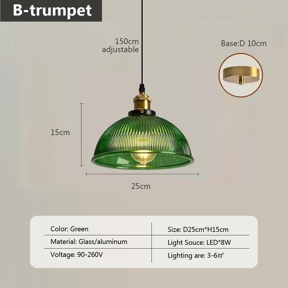 Nordic Retro Glass Pendant Light Green Hanging Lamp Living Room Decor Luminaire Hall Bedroom Dining Room Indoor Fixture Lustre