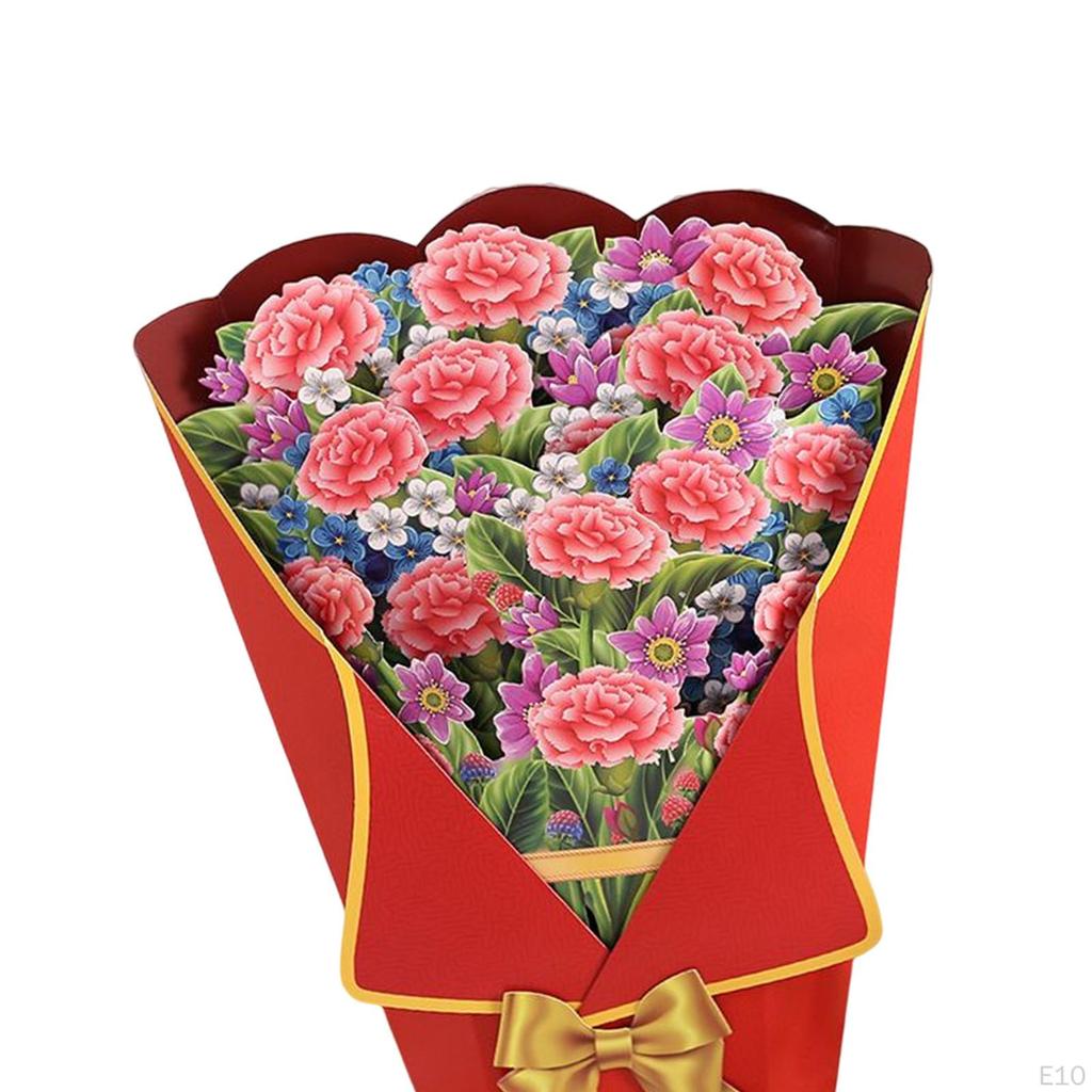 3D Bouquet Greeting Card Mother’s Day Birthday Paper Flower Romantic Popup