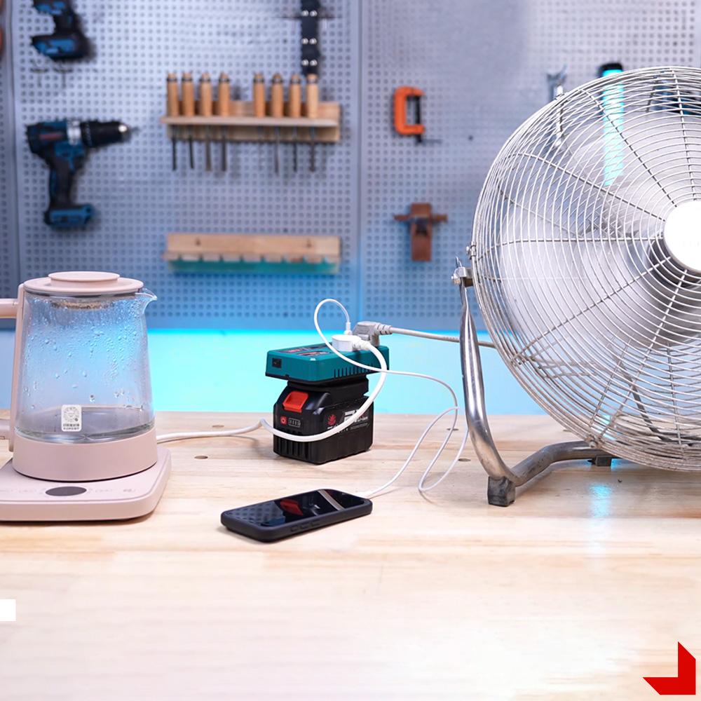 ONEVAN Invertor de Putere 300W DC 18V-21V la AC 220V Invertor cu Baterie Litiu cu Port de Încărcare USB Dublu Pentru Pini Baterie Makita 18V