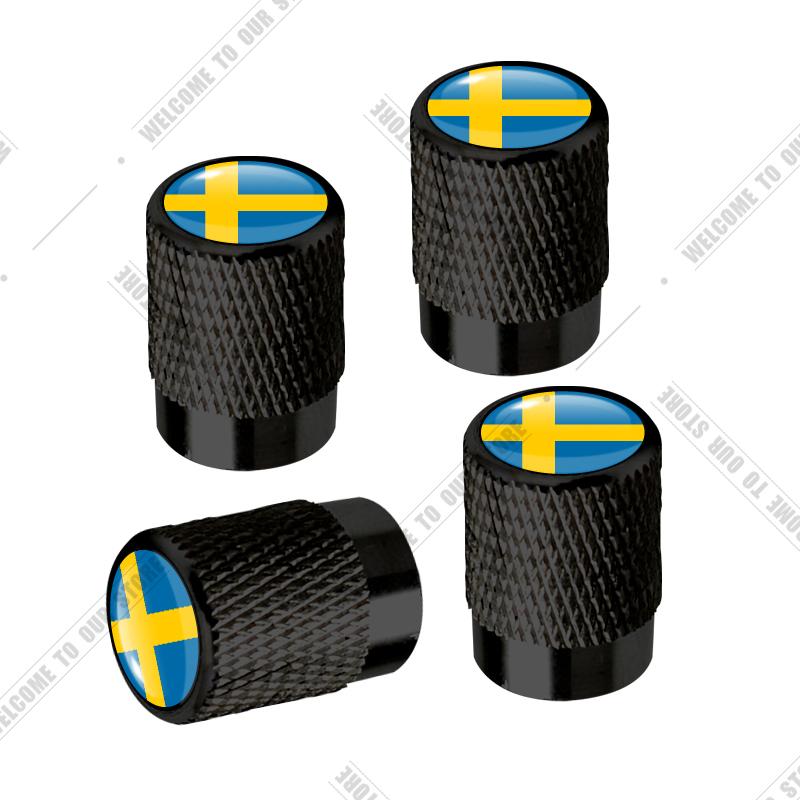 Auto CNC Aluminium R Design Schweden Flagge Emblem Für Volvo XC40 V90 S60 S80 S90 XC60 XC90 4 Stück Reifenventil Luftanschluss Ventilschaft Abdeckkappen