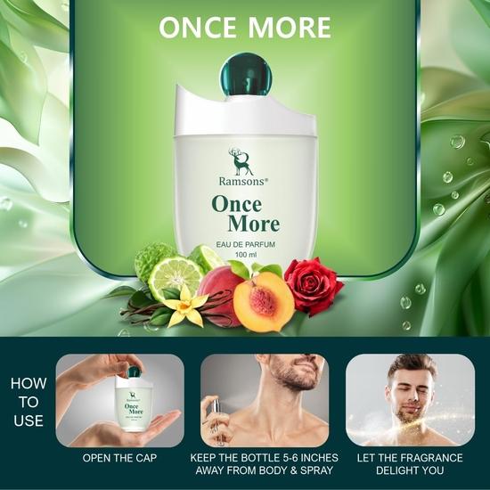 Ramsons - ONCE MORE Eau De Parfum | 100 ML |For Men | TN - Bergamot, Peach| MN - Mimosa, Vanilla Flower| BN - Leather, Vanilla, Musk