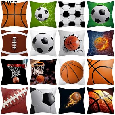 Futbol Basketbol Rugby Baskılı Yastık Kılıfı 45x45cm Yastık Kılıfı Ev Dekorasyonu Yastık Kılıfı Kanepe Araba Dekoratif Atkı Yastık Kılıfı
