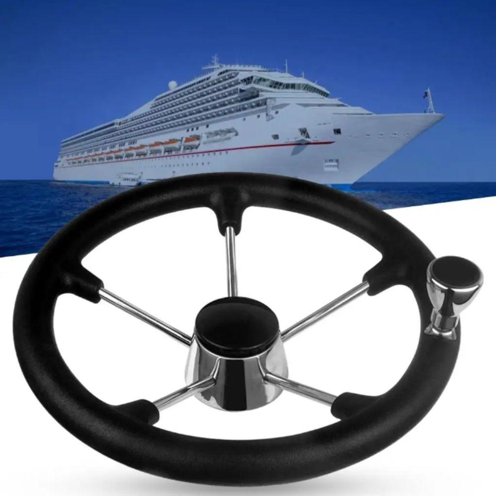 Black Foam Grip Boat Steering Wheel Stainless Steel Destroyer Steering Wheel  Marine Use