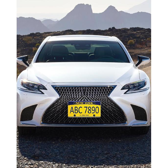 Front License Plate Bracket Holder - Universal Front Mounting Kit, Plastic Bumper Car Tag Adapter With Copper Threaded, With Screws Caps And