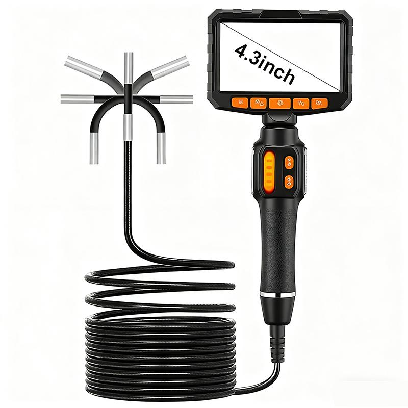 360 ° rotating dual-lens endoscope, 3.9/6.0MM 5-inch IPS endoscope inspection camera, automotive mechanical industrial endoscope 1m