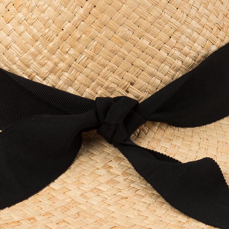 European and American spring and summer new sun hat big hair beard edge bow raffia big eave hat travel sunscreen beach straw hat