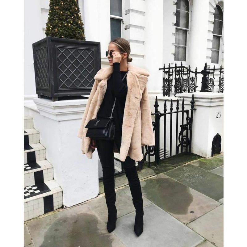 

Зимнее длинное модное плюшевое теплое повседневное свободное пальто утолщенное пальто на полах XXXL абрикосовый