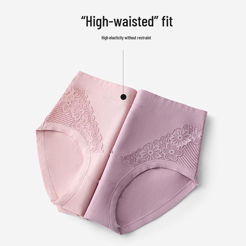 High-Waist Pure Cotton Plus Size Shaping Briefs for Middle-Aged Women with Antibacterial Crotch