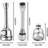 3 Pieces Kitchen Tap Head Fucet Aerator, 360 Degree Rotatable 3 Mode Adjustable Faucet Extender Kitchen Faucet Head Replacement for Bathroom Kitchen
