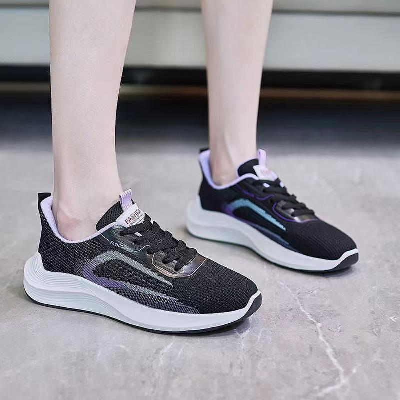 Summer New Korean Version Ins Breathable Mesh Fly-woven Women's Shoes Trendy Student Versatile Running Sports Casual Shoes