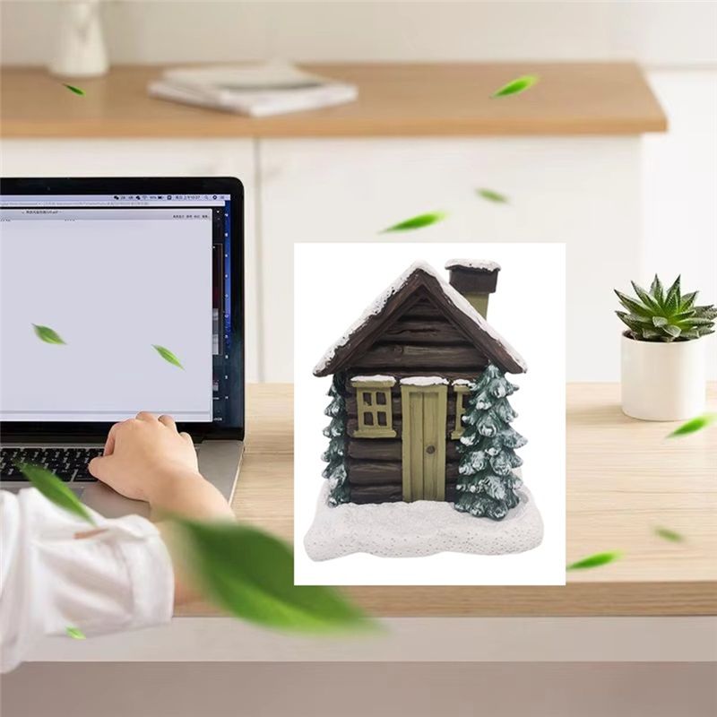 AEE4-House Incense Cone Holder Resin Village Incense Cone Holder Indoor Incense Burner For Table Decorations Home Decoration