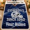 Flannel BlanketDallas Cowboys Custom Name Text Personalized Soft Warm Throw Blanket Home Decor Gift