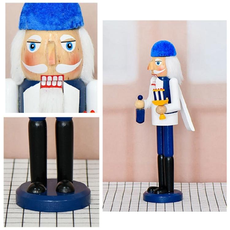 Nutcrackers Soldier with Menorah and Dreidels Wood Figurine Christmas Shelf Decors With Classical Hanukkah Design Statue